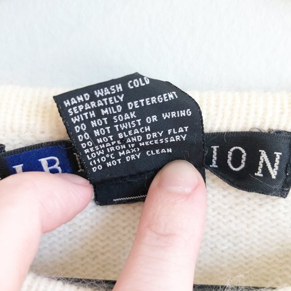 Stunning Vintage Cable Knit Lambs Wool & Angora Blend Nordic Fair Isle Sweater - Picture 5 of 6